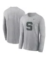 Nike Men's Michigan State Spartans Alternate Logo Long Sleeve T-shirt In Gray