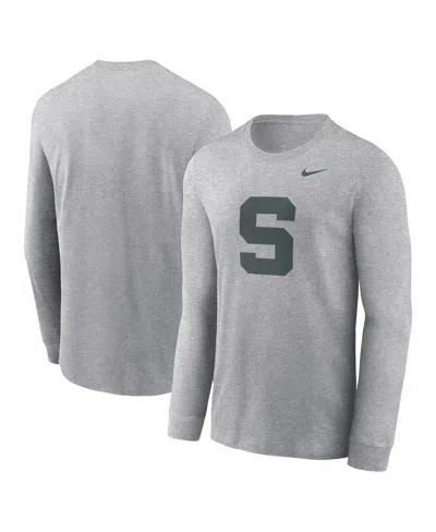 Nike Men's Michigan State Spartans Alternate Logo Long Sleeve T-shirt In Gray