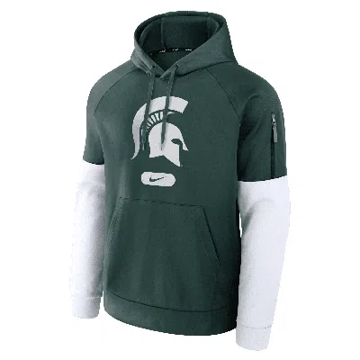 Nike Men's Michigan State Spartans Fitness Menâs  Therma College Pullover Hoodie In Green
