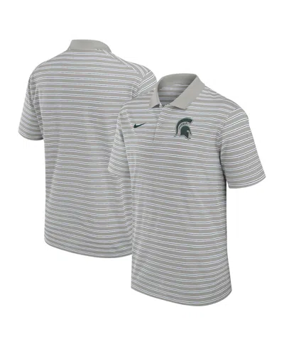Nike Men's Michigan State Spartans Primetime Victory Striped Performance Polo In Pewter,white