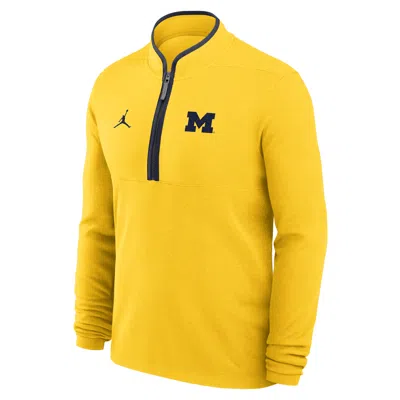 Nike Men's Michigan Victory Jordan Brand Dri-fit College 1/2-zip Long-sleeve Top In Yellow