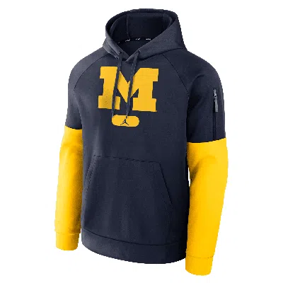 Nike Men's Michigan Wolverines Fitness Menâs  Brand Therma College Pullover Hoodie In Blue