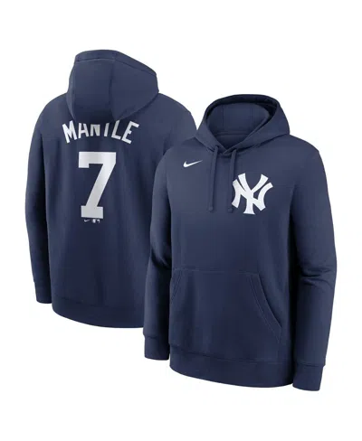 Nike Men's Mickey Mantle Navy New York Yankees Retired Player Name Number Club Pullover Hoodie In Blue