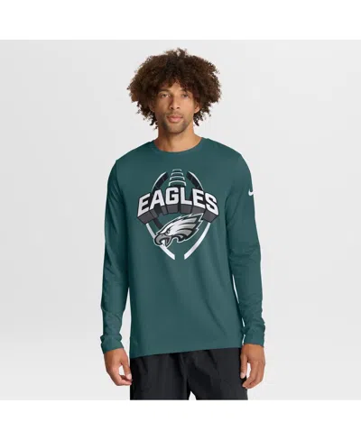 NIKE MEN'S MIDNIGHT GREEN PHILADELPHIA EAGLES PRIMETIME LEGEND ICON PERFORMANCE LONG SLEEVE T-SHIRT