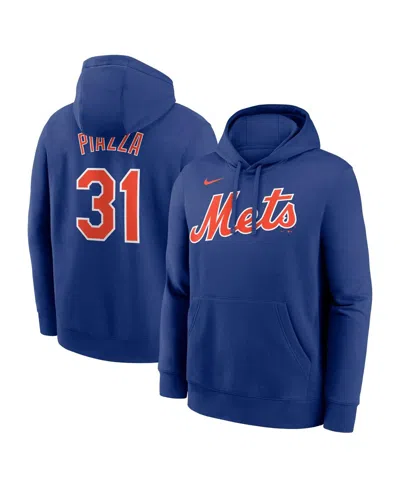 NIKE MEN'S MIKE PIAZZA ROYAL NEW YORK METS RETIRED PLAYER NAME NUMBER CLUB PULLOVER HOODIE