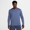 Nike Men's Miler Dri-fit Uv Long-sleeve Running Top In Blue