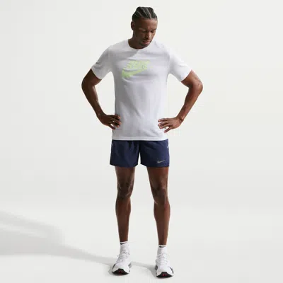 Nike Men's Miler Dri-fit 5" Brief-lined Running Shorts In White