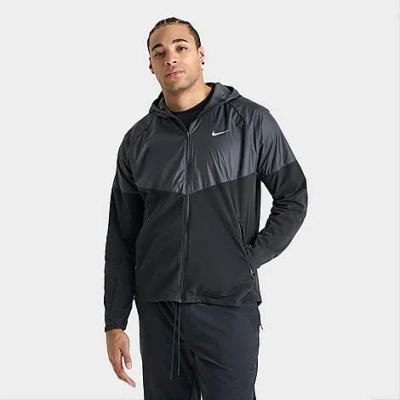Nike Men's Miler Repel Winterized Running Jacket In Black