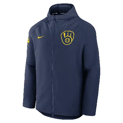 Nike Men's Milwaukee Brewers Authentic Collection Menâs  Therma Mlb Full-zip Jacket In Blue