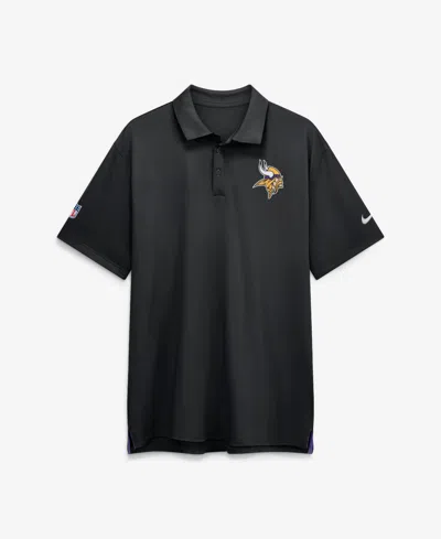 Nike Men's Minnesota Vikings Sideline Dri-fit Tour Polo Shirt In Black