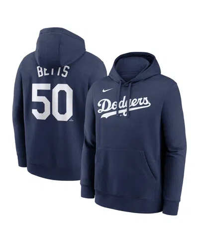 Nike Men's Mookie Betts Navy Los Angeles Dodgers Player Name Number Club Pullover Hoodie In Blue