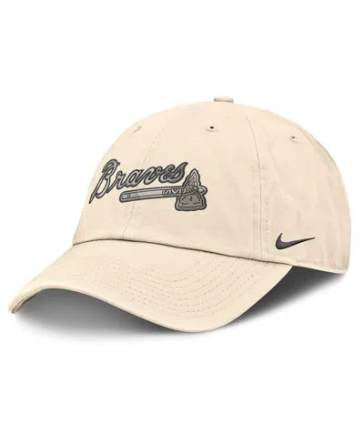 Nike Men's Natural Atlanta Braves Camo Pack Club Adjustable Hat In Brown