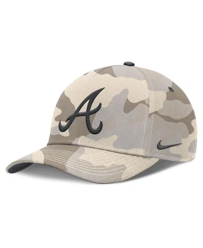 Nike Men's Natural Atlanta Braves Camo Pack Rise Adjustable Hat In Brown