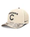 Nike Natural Chicago Cubs Camo Natural Pack Rise Adjustable Trucker Hat In Brown