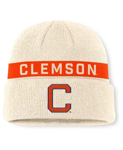 Nike Men's Natural Clemson Tigers Peak Primetime Utility Cuffed Knit Hat In Brown