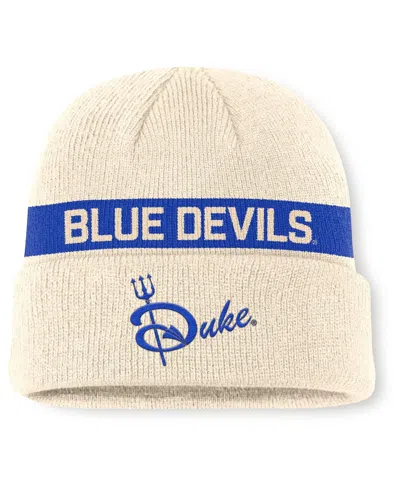 Nike Natural Duke Blue Devils Peak Primetime Utility Cuffed Knit Hat In Neutral
