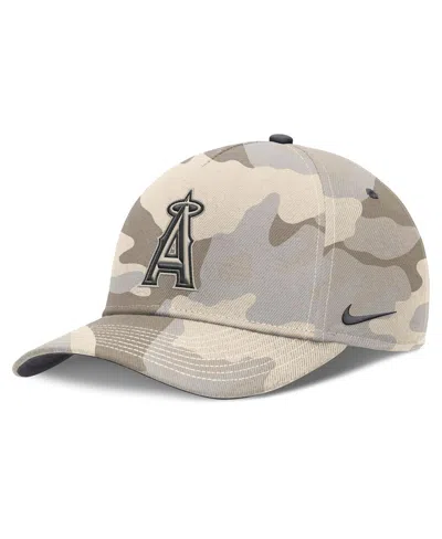 Nike Men's Natural Los Angeles Angels Camo Pack Rise Adjustable Hat In Brown