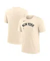 Nike Men's Natural New York Yankees Wordmark Tri-blend T-shirt In Neutral