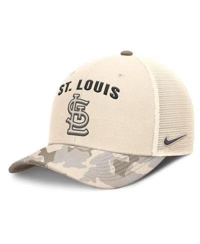 Nike Men's Natural St. Louis Cardinals Camo Natural Pack Rise Adjustable Trucker Hat In Brown