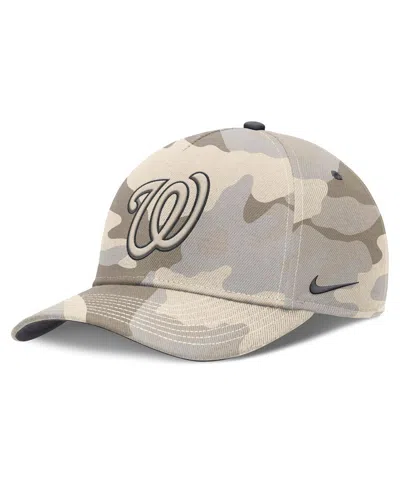 Nike Men's Natural Washington Nationals Camo Pack Rise Adjustable Hat In Brown