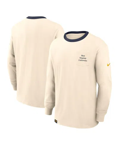 Nike Natural West Virginia Mountaineers Athletic Prep Max90 Pocket Logo Long Sleeve T-shirt In Neutral