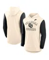 Nike Men's Natural/black Oklahoma Sooners Legacy Color-block Tri-blend Performance Long Sleeve Hoodie T-s In Neutral