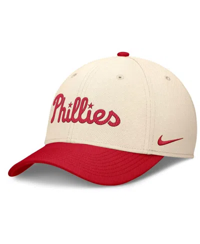Nike Men's Natural/red Philadelphia Phillies Statement Rise Performance Flex Hat