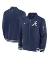 Nike Men's Navy Atlanta Braves Authentic Collection Full-zip Bomber Jacket In Mnnmnnwht