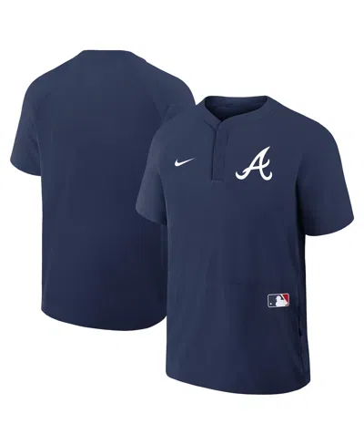 Nike Men's Navy Atlanta Braves Authentic Collection Raglan Short Sleeve Windshirt