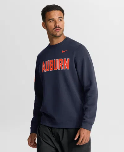 Nike Men's Navy Auburn Tigers 2026 Sideline Club Sweatshirt In Blue