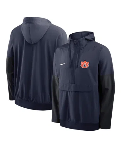 Nike Navy Auburn Tigers Anorak Half-zip Hoodie Jacket In Blue
