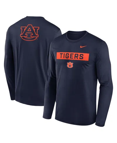 Nike Navy Auburn Tigers Primetime Campus 2-hit Legend Long Sleeve T-shirt In Black