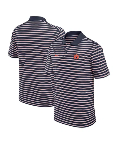 Nike Men's Navy Auburn Tigers Solid Foundation Striped Dri-fit Polo Shirt In Blue