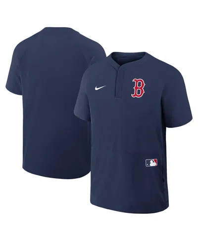 Nike Men's Navy Boston Red Sox Authentic Collection Raglan Short Sleeve Windshirt