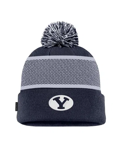 Nike Men's Navy Byu Cougars 2024 Sideline Peak Cuffed With Pom Knit Hat