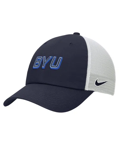 Nike Men's Navy Byu Cougars On-field Club Adjustable Trucker Hat In Multi