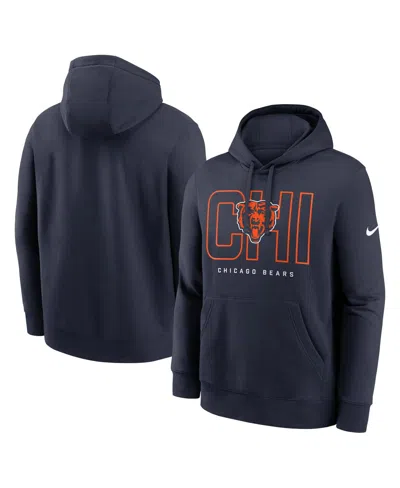 Nike Men's Navy Chicago Bears Busted Play Club Fleece Pullover Hoodie In Blue