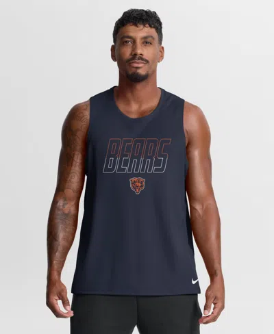 Nike Men's Navy Chicago Bears Kickoff Miler Dri-fit Tank Top In Black