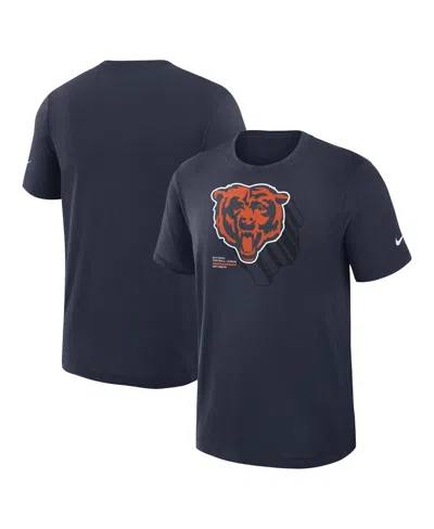 Nike Navy Chicago Bears Left End Run Slub Performance T-shirt In Blue