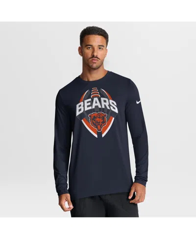 Nike Men's Navy Chicago Bears Primetime Legend Icon Performance Long Sleeve T-shirt In Blue