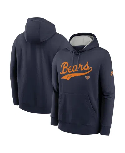 NIKE MEN'S NAVY CHICAGO BEARS REWIND CLUB LOGO PULLOVER HOODIE