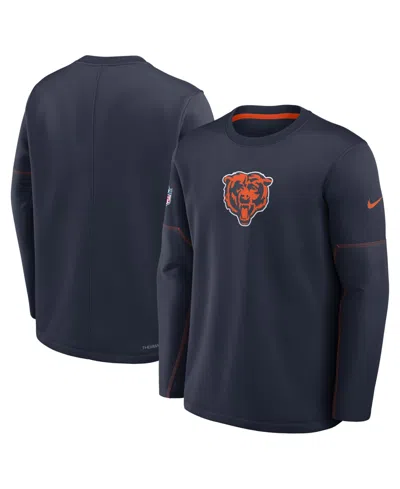 Nike Men's Navy Chicago Bears Sideline Coaches Midweight Therma-fit Sweatshirt In Blue