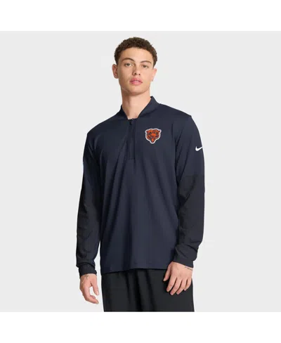 Nike Men's Navy Chicago Bears Sideline Feel The Pressure Performance Half-zip Pullover Sweatshirt In Blue