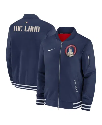 Nike Men's Navy Cleveland Guardians Authentic Collection City Connect Full-zip Bomber Jacket