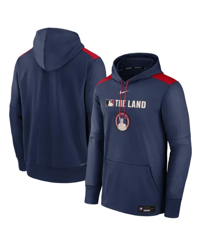 NIKE MEN'S NAVY CLEVELAND GUARDIANS AUTHENTIC COLLECTION CITY CONNECT THERMA PULLOVER HOODIE