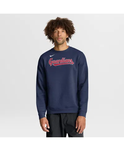 Nike Men's Navy Cleveland Guardians Primetime Wordmark Sweatshirt In Blue