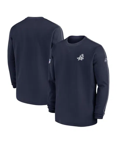 Nike Men's Navy Dallas Cowboys 2024 Sideline Coach Vintage Pullover Sweatshirt In Navy,gray