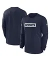 Nike Men's Navy Dallas Cowboys 2024/25 Sideline Player Tri-blend Performance Long Sleeve T-shirt In Navy