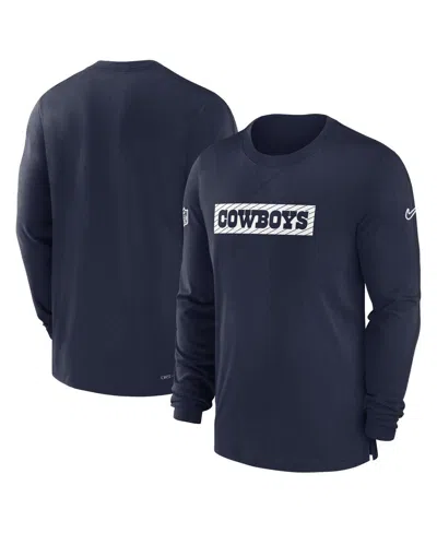 Nike Men's Navy Dallas Cowboys 2024/25 Sideline Player Tri-blend Performance Long Sleeve T-shirt