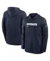 Nike Navy Dallas Cowboys Sideline Pure Fury Performance Long Sleeve Hoodie T-shirt In Black